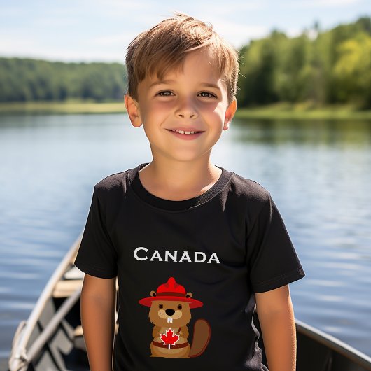 T-shirt Castor Canada mignon avec feuille d'érable couleur