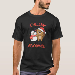 T-shirt Castor Chillin Avec Mon Snowmie Snowman Pun