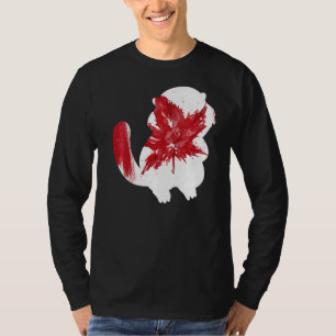 T-shirt Castor Dans La Feuille D'Érable Drapeau Canadien H