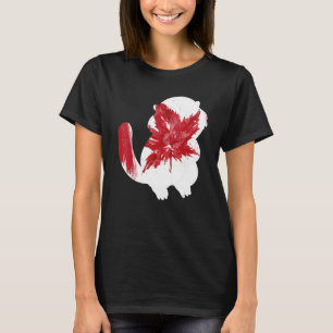 T-shirt Castor Dans La Feuille D'Érable Drapeau Canadien H