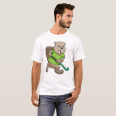 T-shirt Castor de Hockey avec batte de Hockey (Devant entier)