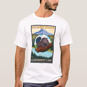 T-shirt Castor et capot de Mt. - camp de gouvernement,