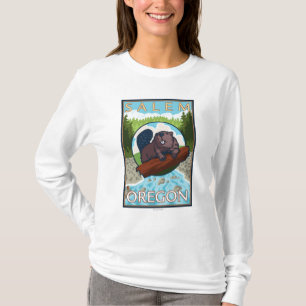 T-shirt Castor et rivière - Salem, Orégon