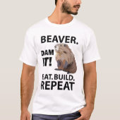T-shirt Castor Manger Construire Répéter Drôle (Devant)