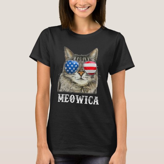 T-shirt Cat 4th of July Meowica Merica Men USA American F (Devant)