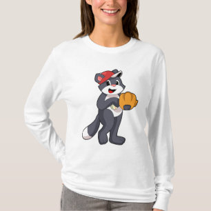 T-shirt Cat à base-ball avec ballon de baseball