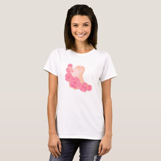 T-shirt Cat among roses (Devant entier)