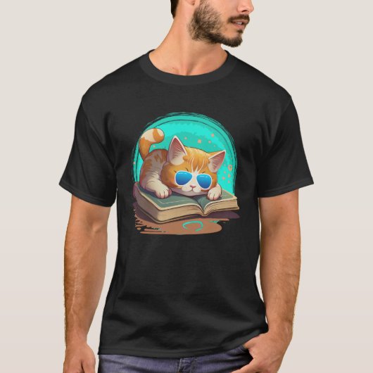 T-shirt Cat  and Bookworm Book  Books and Cat fans  1 (Devant)
