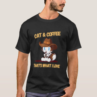 T-shirt Cat and Coffee Print - The Ideal for Any Cat Lover