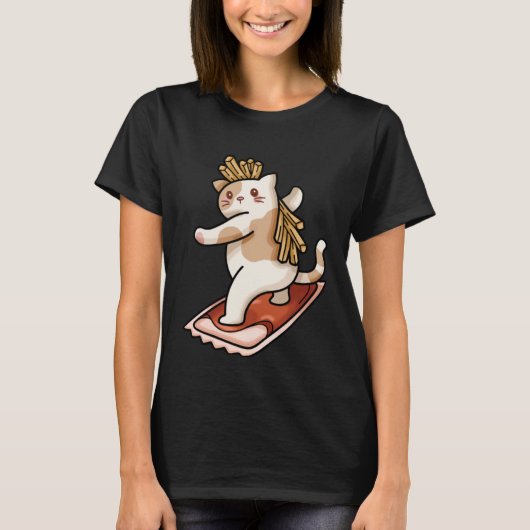 T-shirt Cat And Fries (Devant)