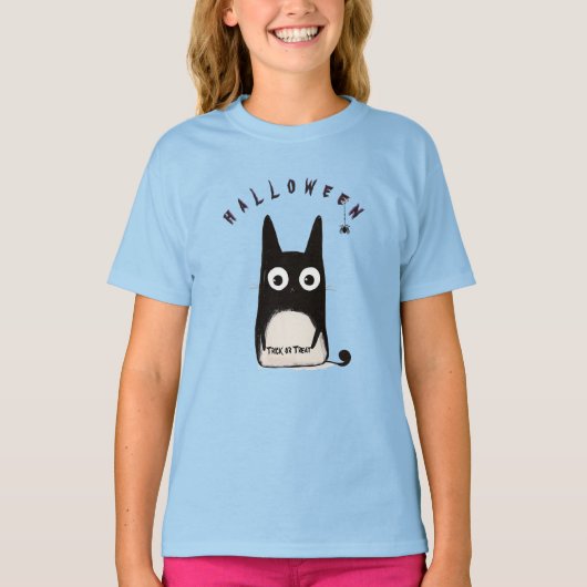 T-shirt Cat and Halloween, personalized (Devant)