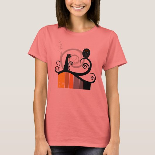 T-shirt Cat and Owl (Devant)
