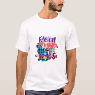 T-shirt Cat Art Real Men Love Cats