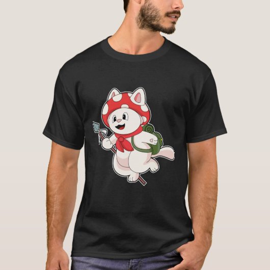 T-shirt Cat as Mushroom picker with Mushroom (Devant)