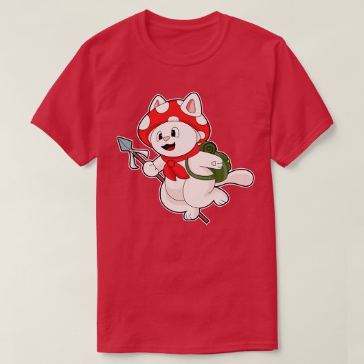T-shirt Cat as Mushroom picker with Mushroom (Design devant)