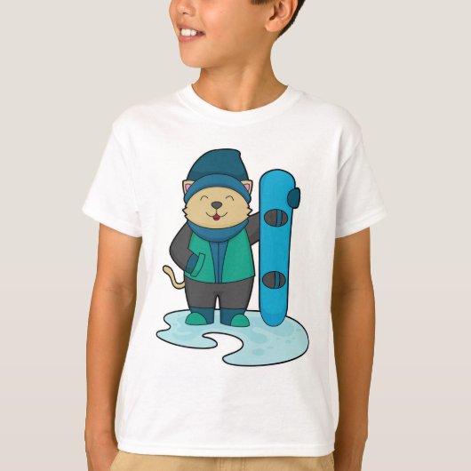T-shirt Cat as Snowboarder (Devant)