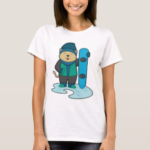 T-shirt Cat as Snowboarder
