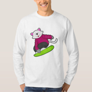 T-shirt Cat as Snowboarder