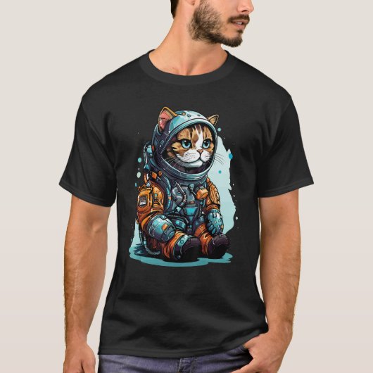 T-shirt Cat Astronaut Helmet Space Explorer Astronauts Cat (Devant)