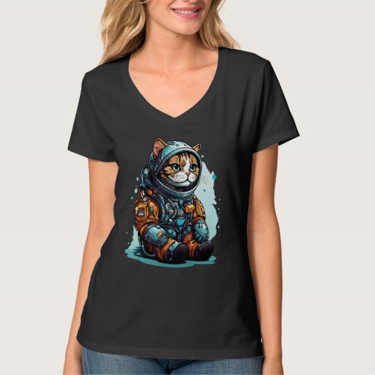 T-shirt Cat Astronaut Helmet Space Explorer Astronauts Cat (Devant)