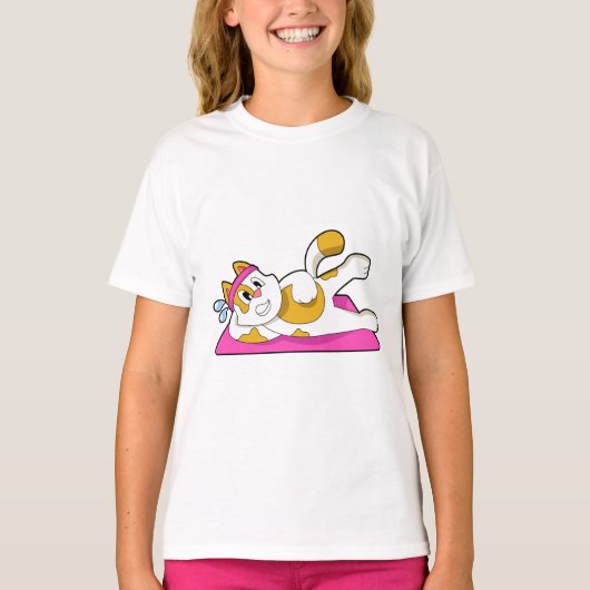 T-shirt Cat at Yoga Exercice d'étirement (Devant)
