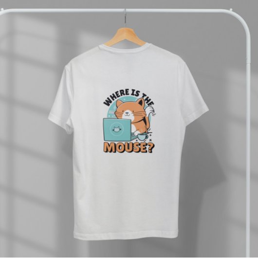 T-shirt Cat avec ordinateur