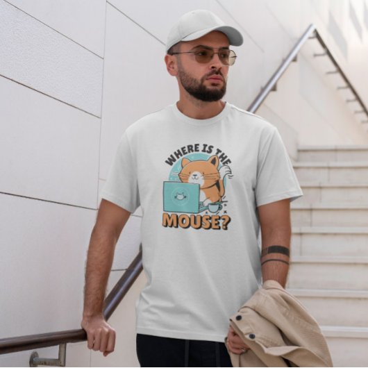 T-shirt Cat avec ordinateur