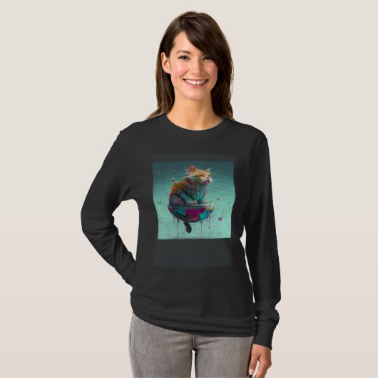 T-shirt Cat Backfloating Colorful (Devant entier)