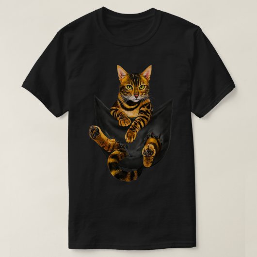 T-shirt Cat Bengal Inside Pocket Funny Cat (Design devant)
