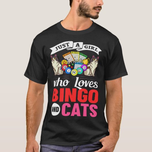 T-shirt Cat Bingo Game Player Caller Card Board Balls (Devant)