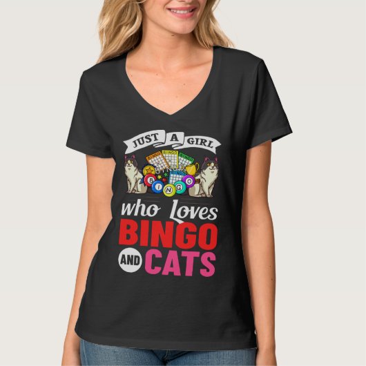 T-shirt Cat Bingo Game Player Caller Card Board Balls (Devant)