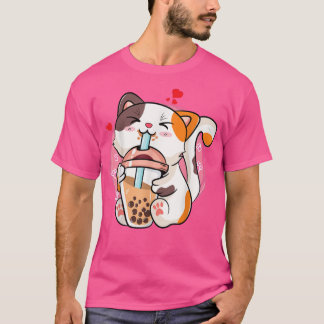 T-shirt Cat Boba Tea Bubble Tea Anime Kawaii Neko Teen Gir