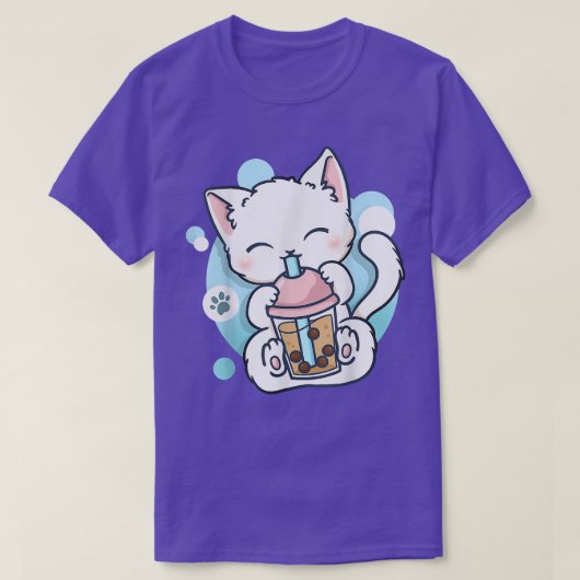 T-shirt Cat Boba Tea Bubble Tea Kawaii Anime Japanese Neko (Design devant)