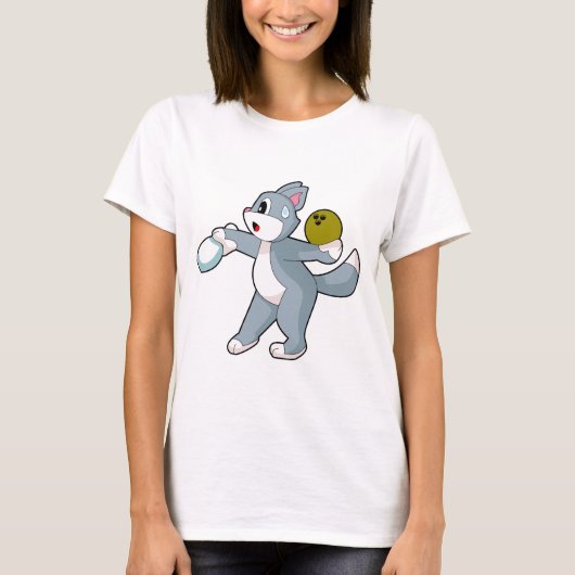 T-shirt Cat Bowling Bowling ball Bowling pin (Devant)