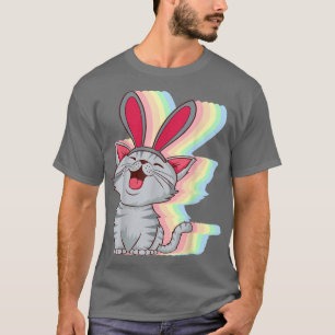 T-shirt Cat Bunny Ears Easter Day Cute Pet Kitten Lover Bo