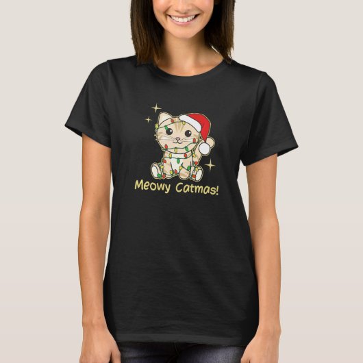 T-shirt Cat Christmas Animals Cute Cats Meowy Catmas  1 (Devant)