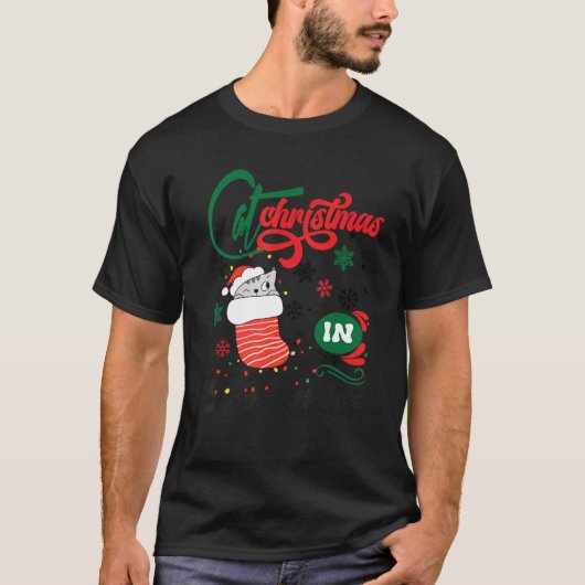 T-shirt Cat Christmas in september awesome for family (Devant)