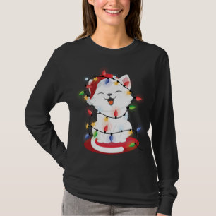 T-shirt Cat Christmas Lights kitty Portrait Neige