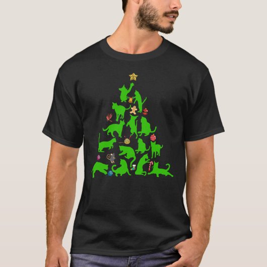 T-shirt Cat Christmas Tree for Cat Lover (Devant)