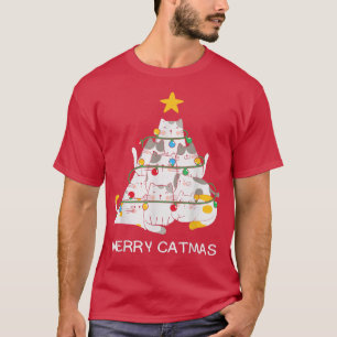 T-shirt Cat Christmas Tree Merry Catmas Meow Christmas Cat