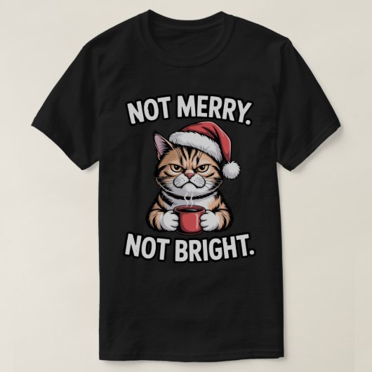 T-shirt Cat Coffee, Anti-Christmas Design (Design devant)