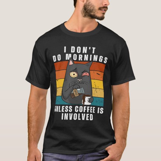 T-shirt Cat & Coffee Morning Mood for work and office (Devant)