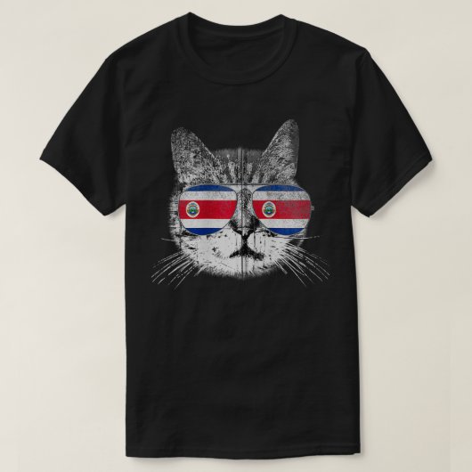 T-shirt Cat Costa Rica Pays Drapeau Rétro Hommes Femmes En (Design devant)