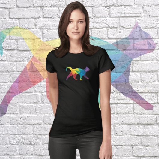T-SHIRT CAT COULEURS ART POLYGONAL