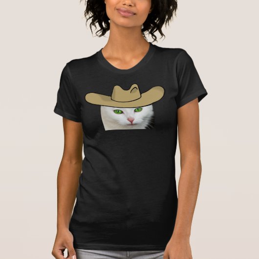 T-shirt Cat Cowboy Blanc (Devant)