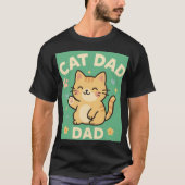 T-shirt Cat Dad — Cute Orange Tabby Cartoon with Hearts & (Devant)