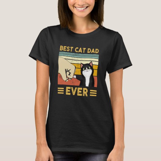 T-shirt Cat Dad Father's Day 2023 Cat Daddy Retro Best Cat (Devant)