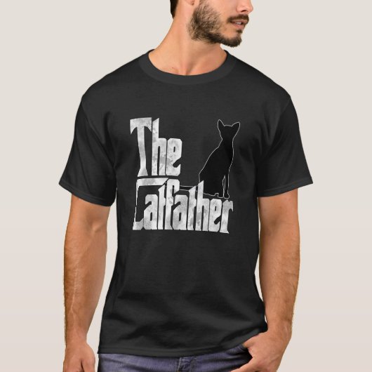 T-shirt Cat Dad The Catfather Crazy Black Cat Father Kitty (Devant)