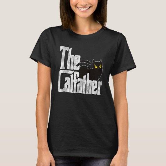 T-shirt Cat Dad The Catfather Crazy Black Cat Father Kitty (Devant)