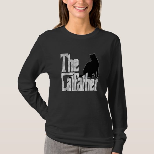 T-shirt Cat Dad The Catfather Crazy Black Cat Father Kitty (Devant)